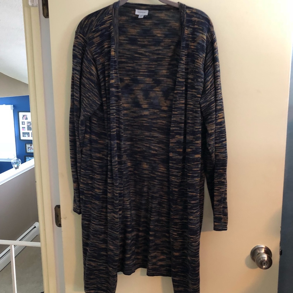 Blue and Beige Open Knit Sweater Size 14/16